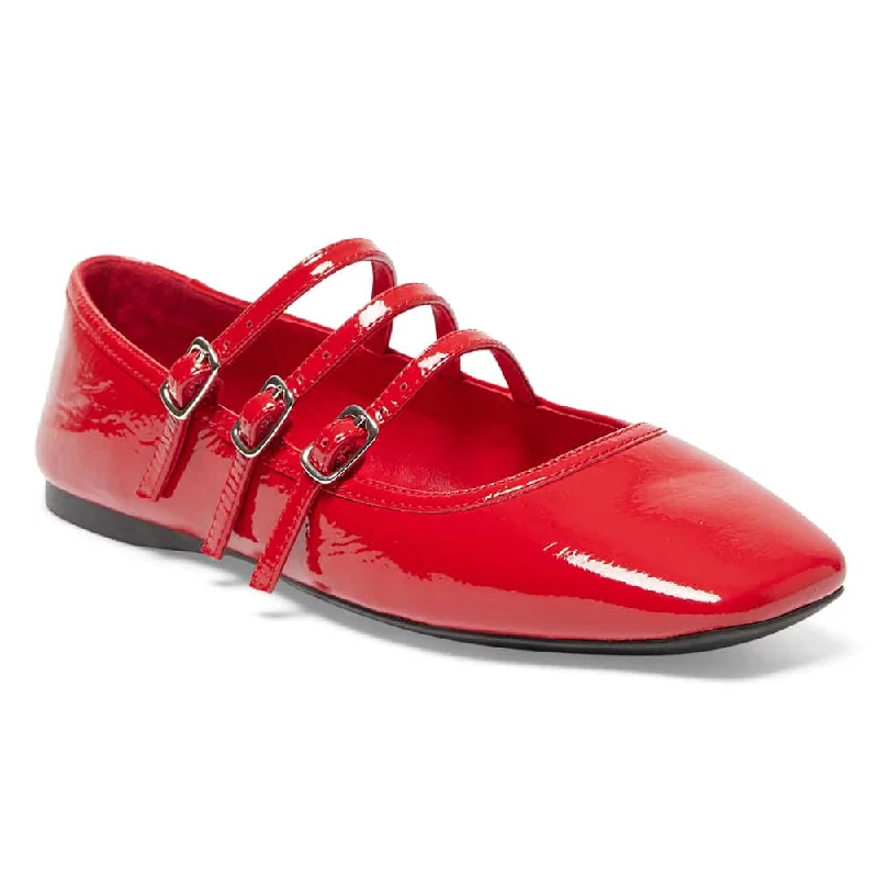 Millie Flat in Red Patent